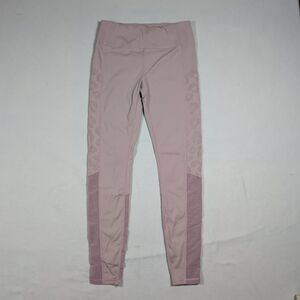 Varley Harter Leopard Laser Cut Dusty Pink Leggings Medium Yoga Athleisure Gym